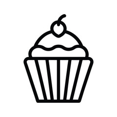Cupcake Outlined In Bold Vector Illustration
