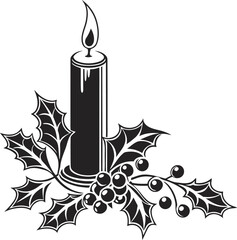 Elegant golden burning Christmas candle vector illustration on an abstract floral background