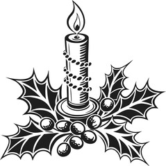 Abstract floral vector background with decorative ornament and burning Christmas candle illustration