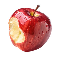 A Crimson Bite Juicy Red Apple with a Taken Chunk isolated on transparent background