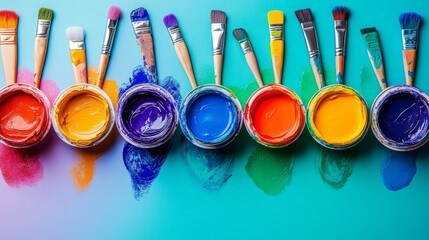 Happy Children Decorating Easter Eggs with Colorful Paints and Brushes