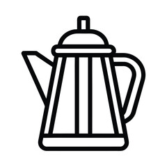 Kettle Outlined In Bold Vector Illustration