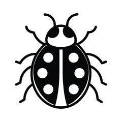 Ladybug Outlined In Bold Vector Illustration