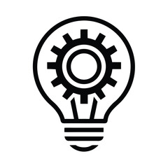 Light Bulb With Gear Outline Vector Illustration