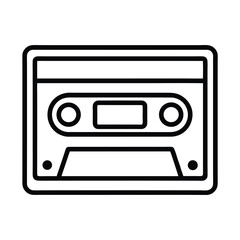 Music Cassette Tape Outline Vector Illustration