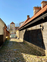 cobbled city street