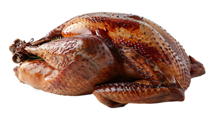 Brown skin baked chicken body isolated on transparent picture