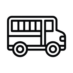 School Bus Outlined Icon Vector Illustration
