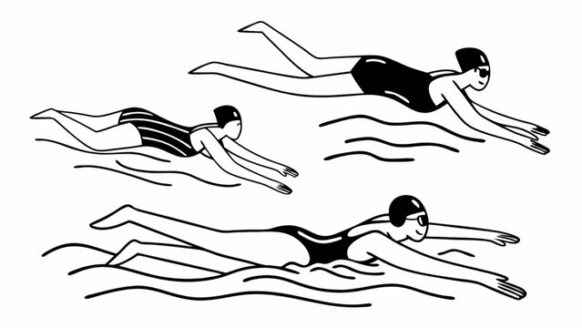 Swimmers in action swimming pool illustration for swimming lessons and water sports training and exercise