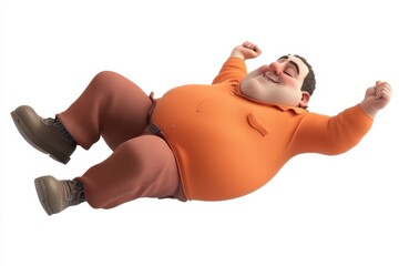 Man in reclined bound angle pose 3D RENDER CARTOON CHARACTER of ON WHITE BACKGROUND