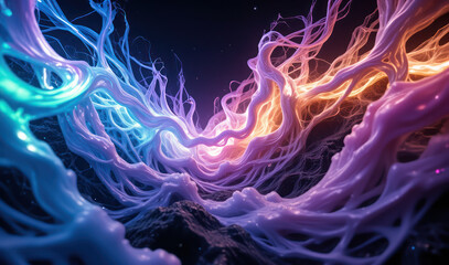Obraz premium A computer generated image of a blue and pink wave.