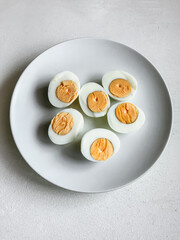 Top View of Boiled Egg on White Plate