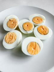 Top View of Boiled Egg on White Plate