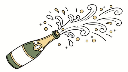 Celebration champagne bottle popping with bubbles vector illustration for party event and special occasion