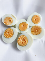 Top View of Boiled Egg on White Plate