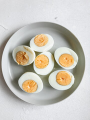 Top View of Boiled Egg on White Plate