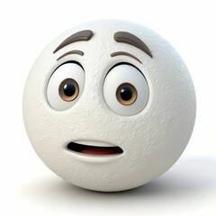 Fototapeta premium White, Hushed or surprised face three-dimensional emoji 