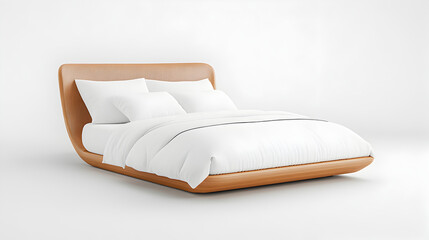 Modern double bed minimalist cutout white background