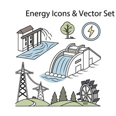 Naklejka premium Energy Icons & Vector Set