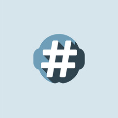 Obraz premium Flat Hashtag Icon Design Blue and White Palette Social Media Symbol Digital Graphic Element Website App Interface User Interface Design