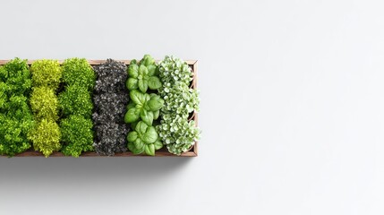 Wooden planter box with herbs