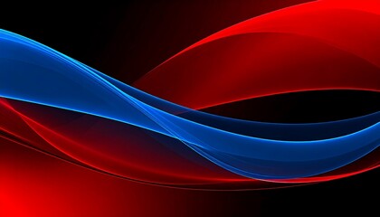 Abstract flowing red and blue waves on black background