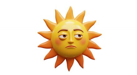 Sad cartoon sun illustration