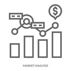 Market Analysis Icon Line Style. Design Vector Illustration