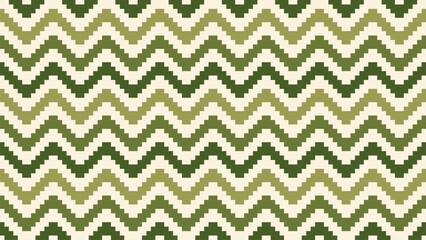 Seamless pixelated wavy pattern in green and beige, ideal for backgrounds, textiles, and graphic design projects