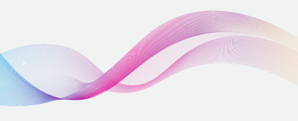 Abstract background of colored waves with smooth lines on a white background, design element