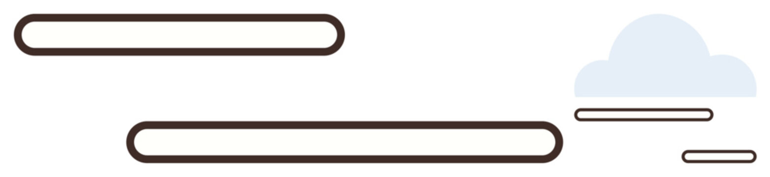 Rounded parallel bars of varying lengths with a subtle cloud element emphasize balance, design, and simplicity. Ideal for technology, communication, connection, creativity, modern interface