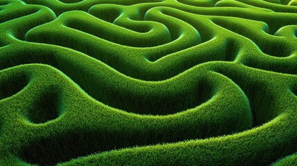 Aerial View Of Lush Green Grass Maze Garden