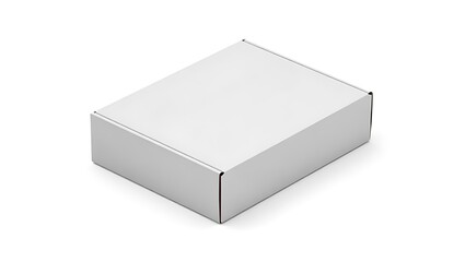 Fototapeta premium A simple white rectangular cardboard box isolated on a white background in a studio shot
