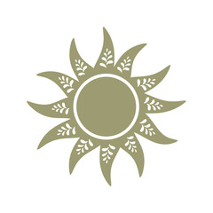 Vintage gold sun icon, Decorative boho sun illustration.