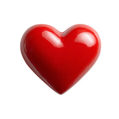 Red heart shape with smooth surface on transparent background