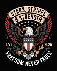 american eagle with american flag vector illustration 250 years usa 