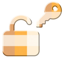 3D creamy orange Pastel lock and key