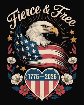 american eagle with american flag vector illustration 250 years usa 