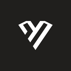 Triangle shape, MY or YM initial logo design vector template.