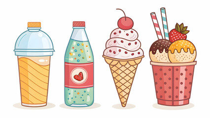 Ice Cream and Cold Drinks Vector Set