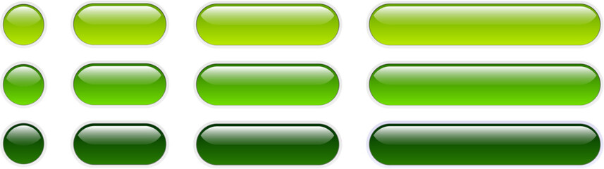 Buttons green isolated, shiny glass navigation panel for website. © Cobalt