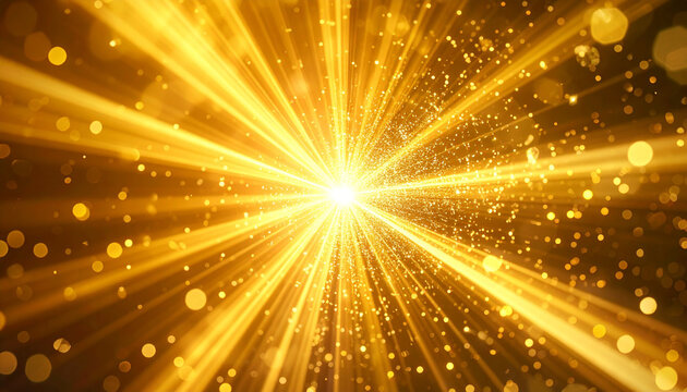 黄金に輝く爆発的な光の放射