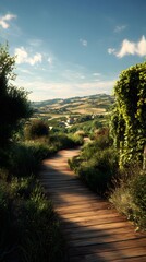 Wooden path in nature