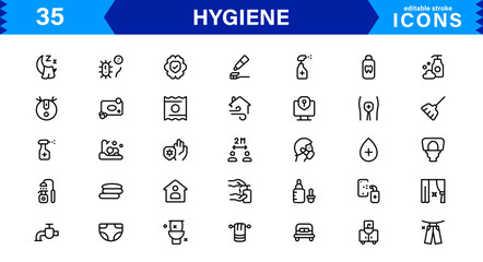 Hygiene Icon Set – Clean, Modern, and Professional Vectors Focused on Personal Care, Health, Sanitation, and Wellness