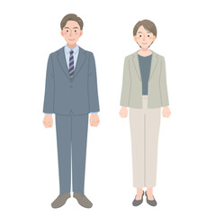 ビジネスマンの男女　全身のイラスト