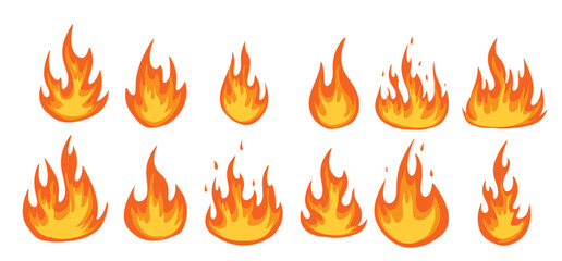 Set of Fire vector illustration isolated on white background