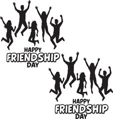 friendship day lettering logo design background friendship day silhoutte vector