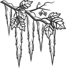 Graceful bamboo branches with leaves, a vector illustration capturing nature's serene silhouette