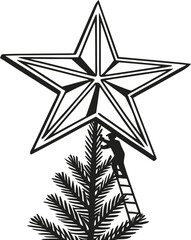 Obraz premium A shiny 3D silver and gold Christmas star illustration on a white background, perfect holiday decoration