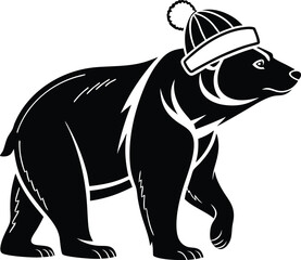 Cute vector cartoon panda illustration, a wild black and white bear mammal